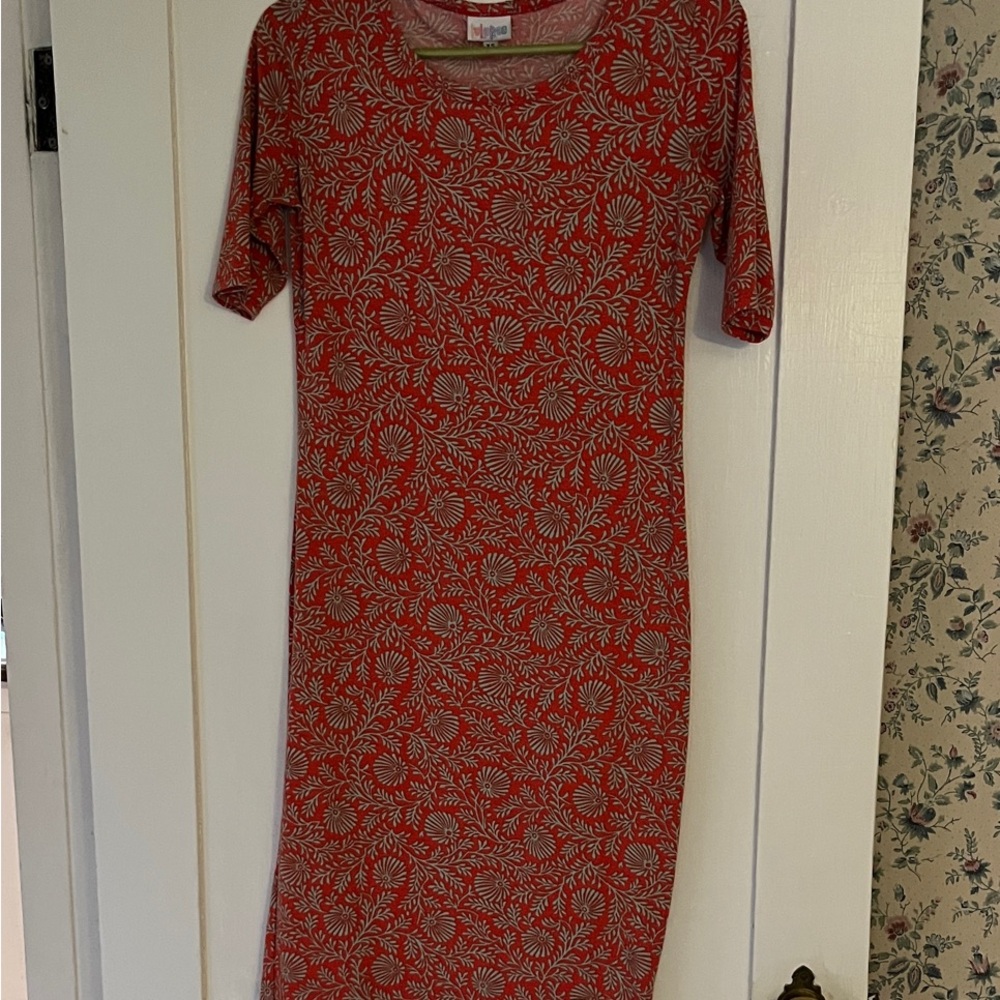 LuLaRoe Red Floral Midi Dress